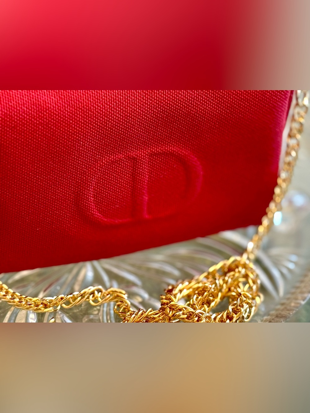 Dior Red Canvas Mini Crossbody with Gold Chain - Picture 4 of 8